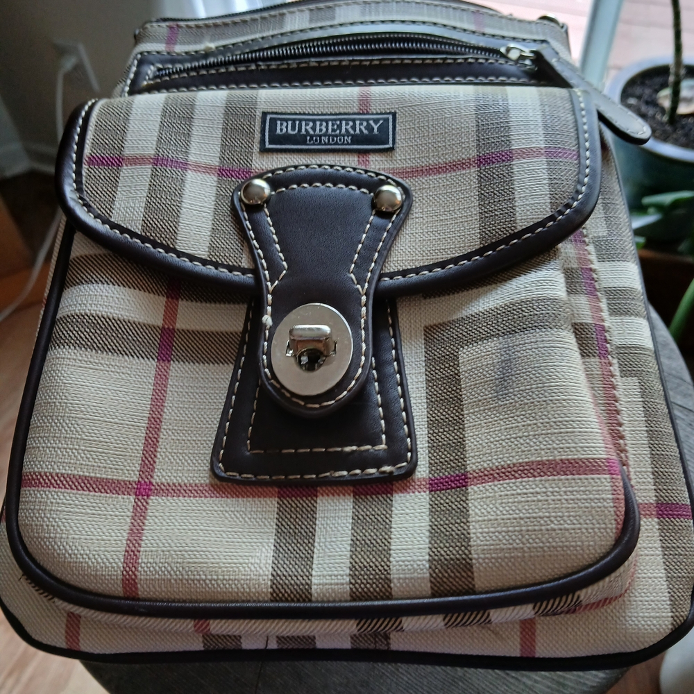 Burberry Beige and Brown Check Messenger Bag